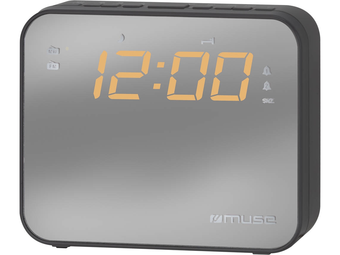 Radio Despertador MUSE M-165 CMR (Plata - PLL - FM/MW - Pilas y Corriente - Alarma Doble - Función Snooze)