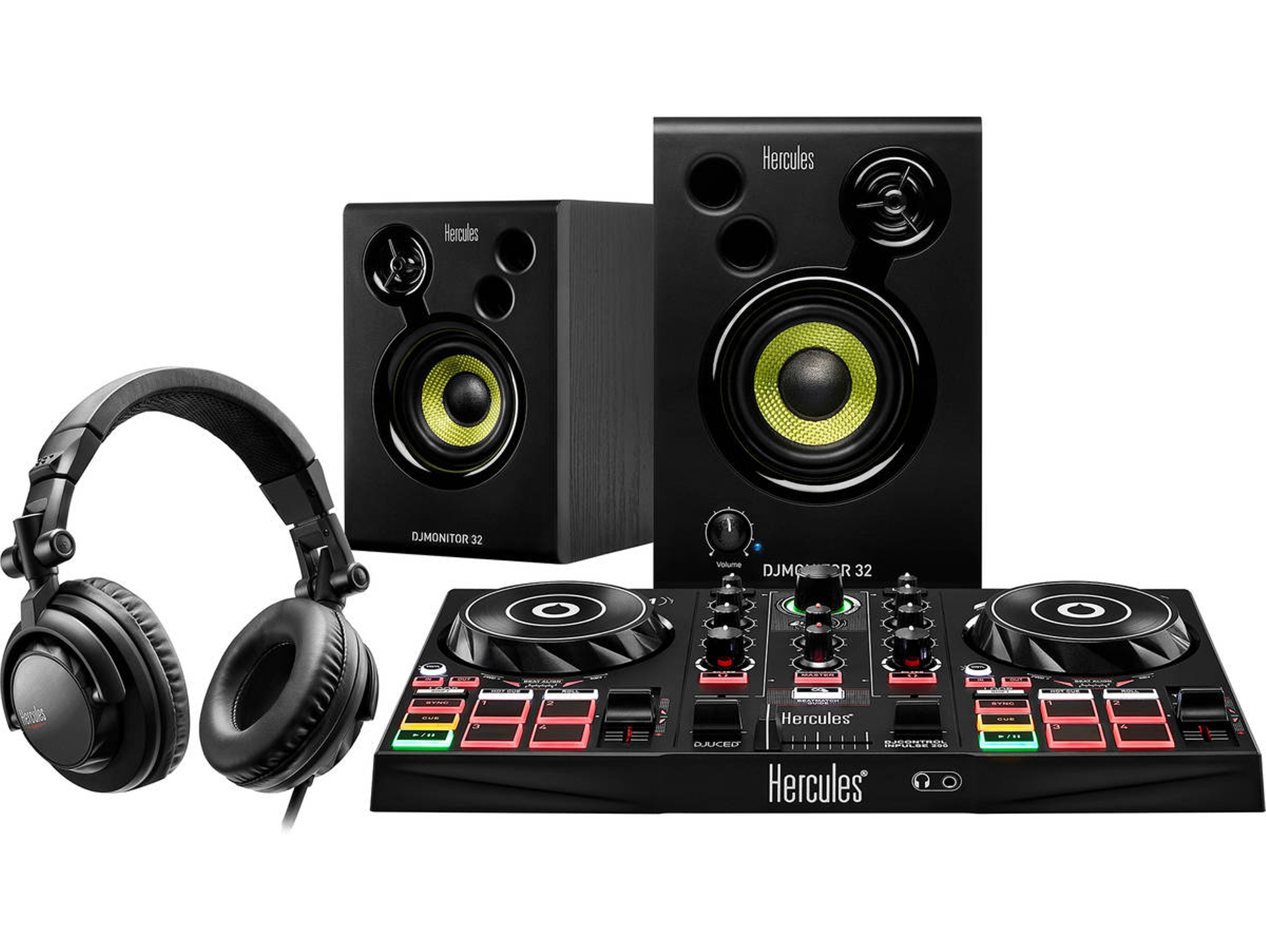 Kit Controlador DJ + Altavoces Monitor + Auriculares HERCULES DJLearning Kit