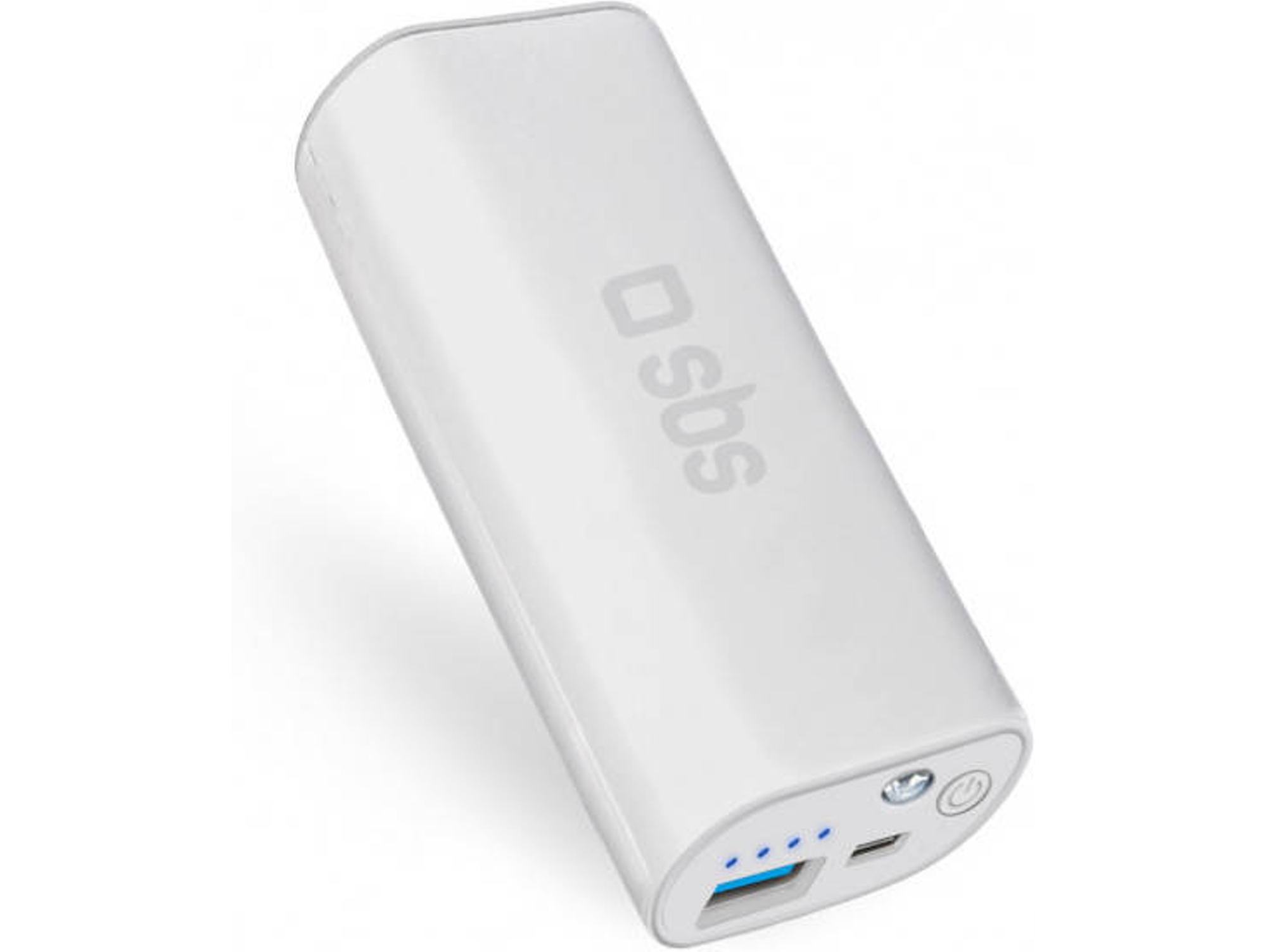 Powerbank SBS Linterna (5000 mAh - 1 USB - MicroUSB - Blanco)