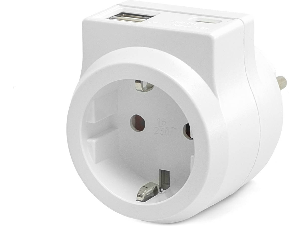 Adaptador Shuko GARZA 2 USB + USB-C