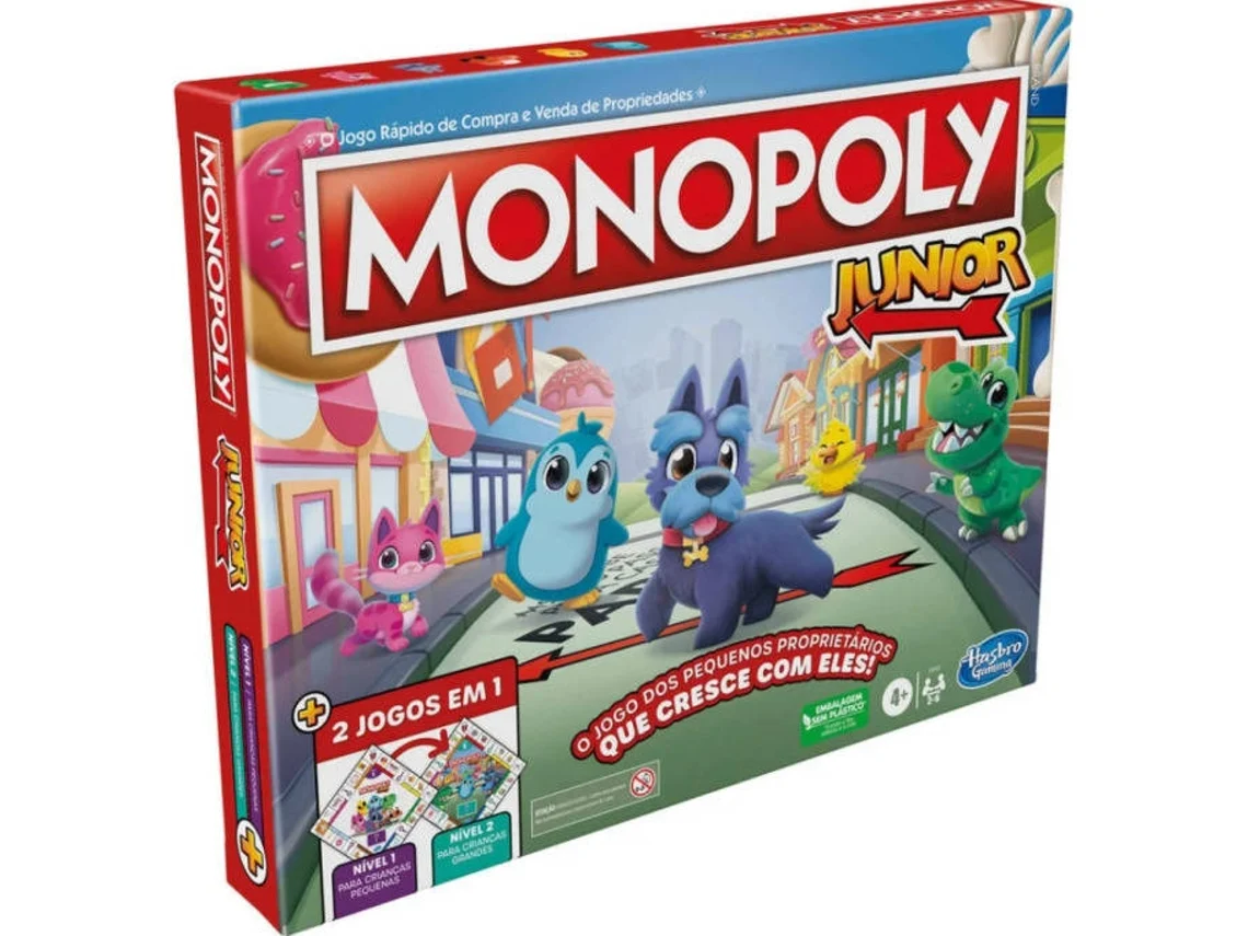 Juego de mesa HASBRO  de Tabuleiro Monopoly Junior 2 jogos em 1 (Edad Mínima Recomendada:4 Años)