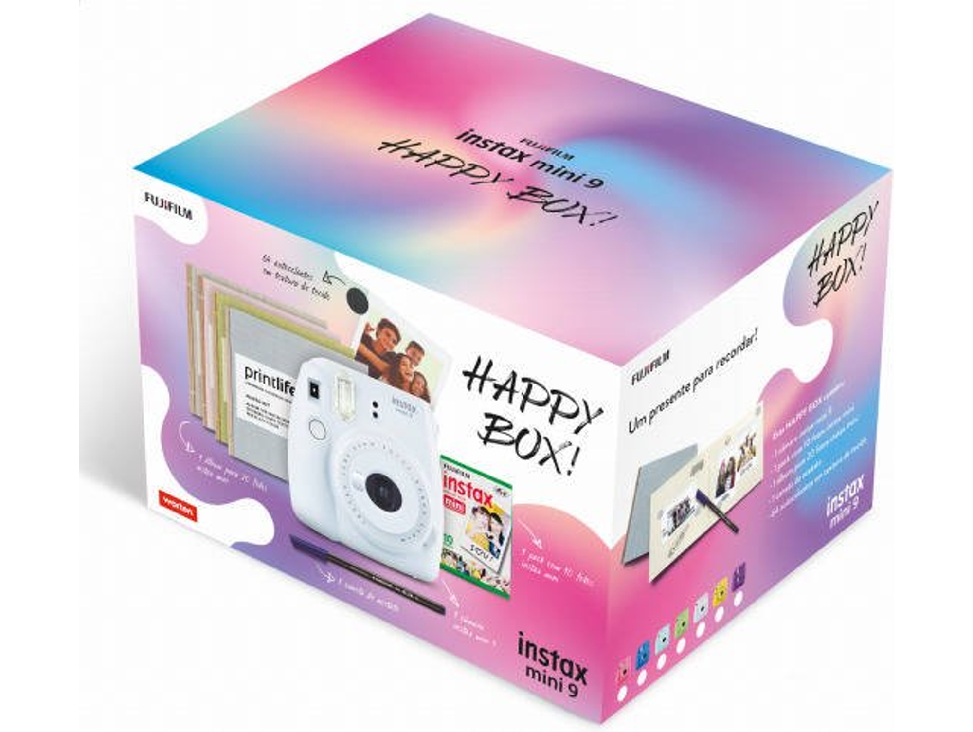 Kit Cámara Instantánea FUJIFILM Instax Mini 9 Clear Happy Box Morado - Obturación: 1/60 s - 2 x AA)