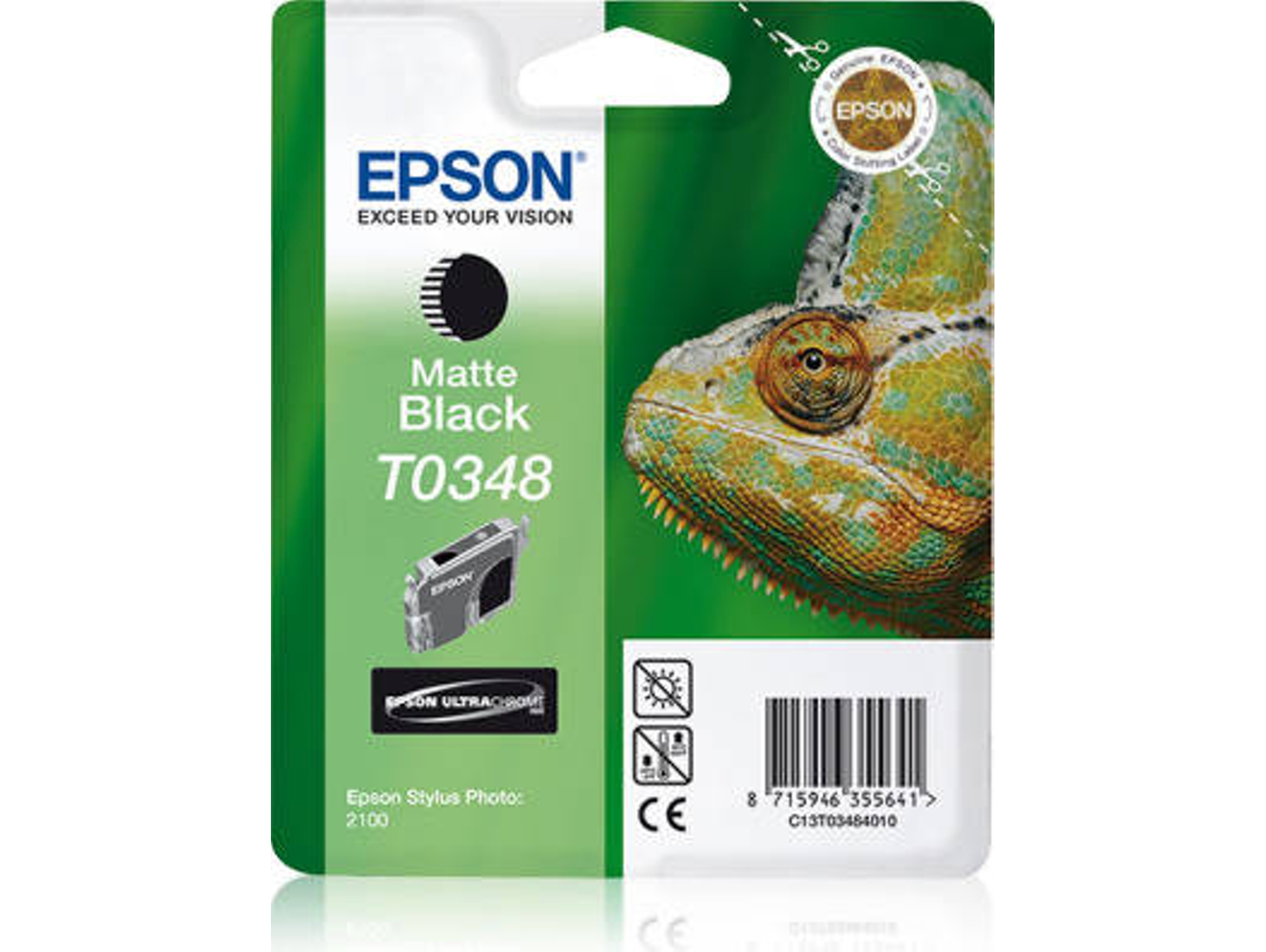 Cartucho de tinta original EPSON T0348, Camaleón 17 ml, Negro mate, C13T03484010