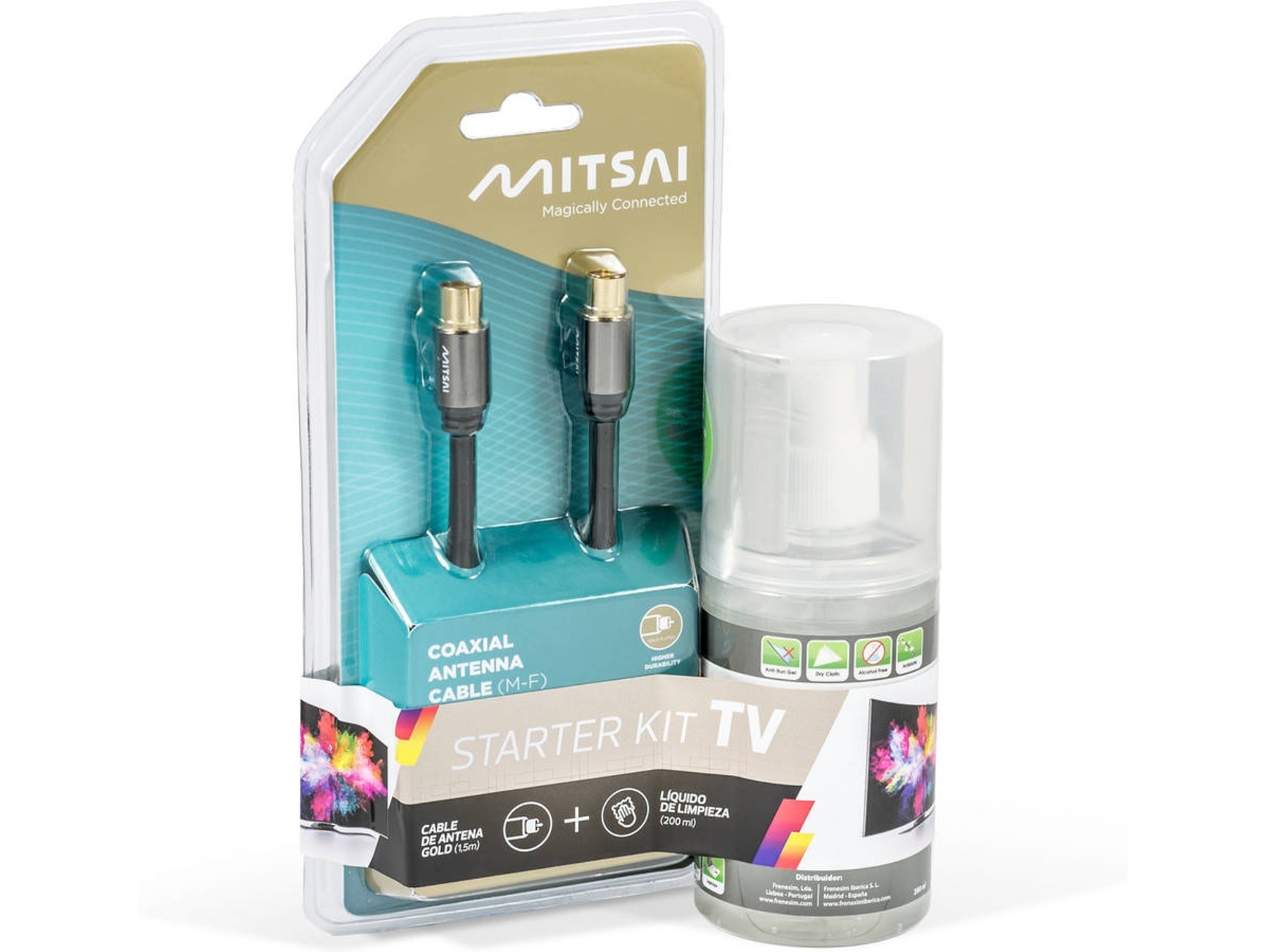 Cable Antena Coaxial + Líquido Limpeza Bundle MITSAI