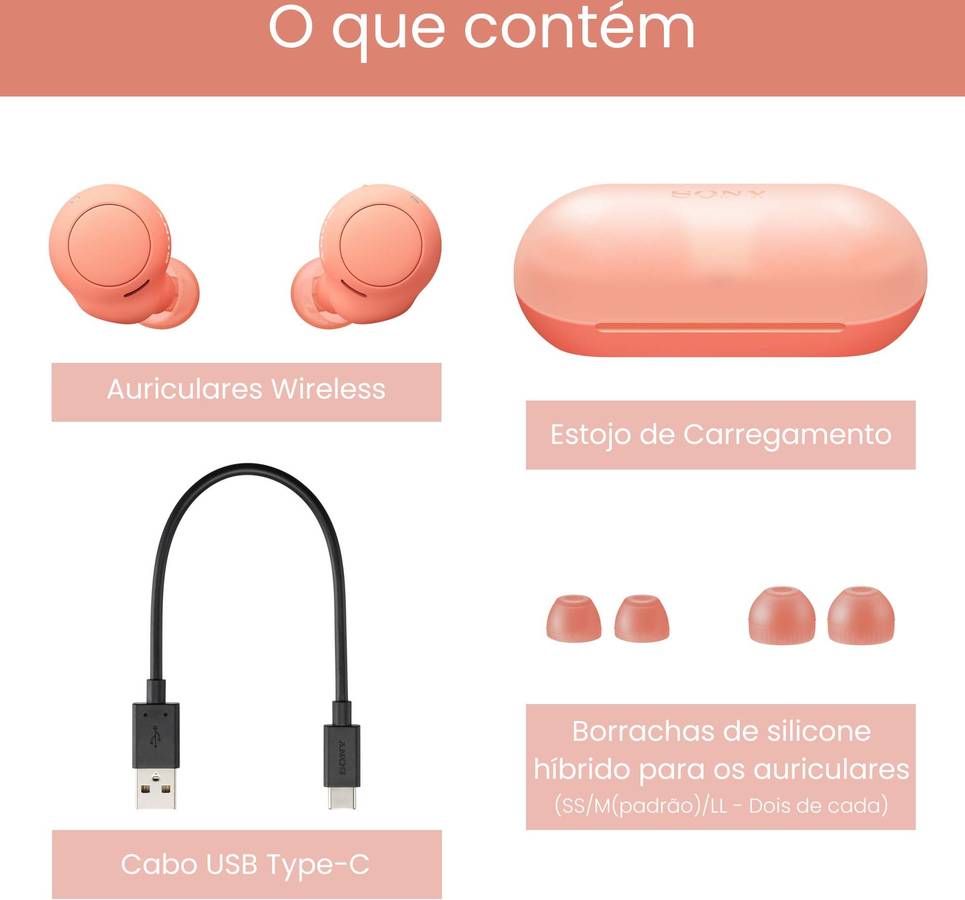 Auriculares Bluetooth True Wireless SONY Wfc500D (In Ear - Micrófono - Naranja)