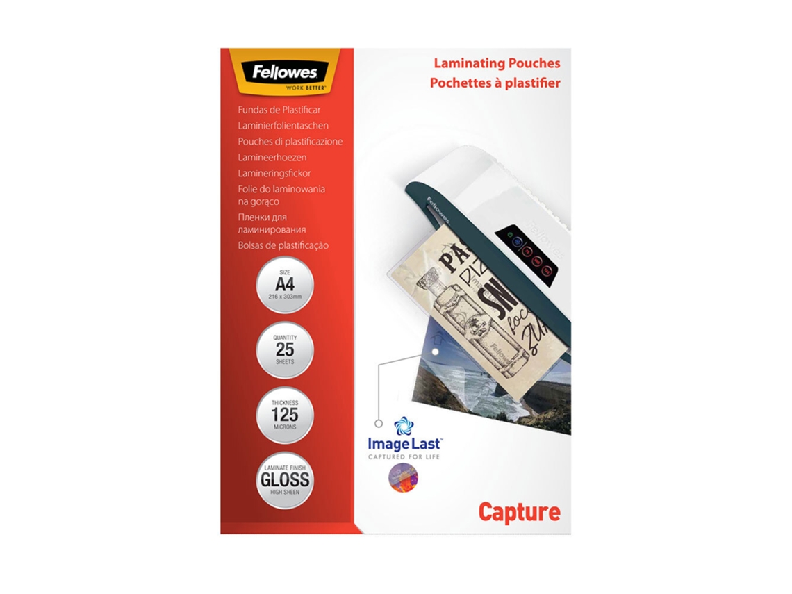 Pack 25 fundas para plastificar 125M BR A4 FELLOWES