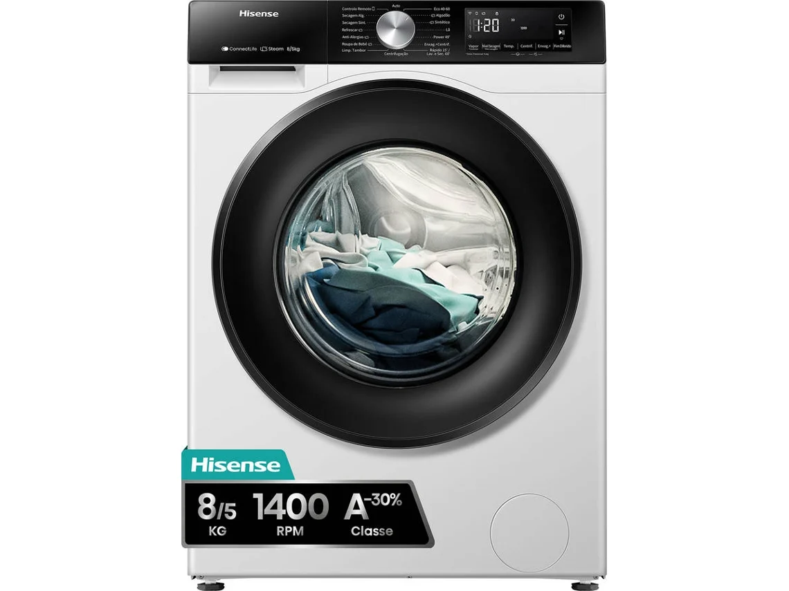 Lavasecadora HISENSE WD3S8043BW3 (8/5 kg - 1400 rpm - Blanco)