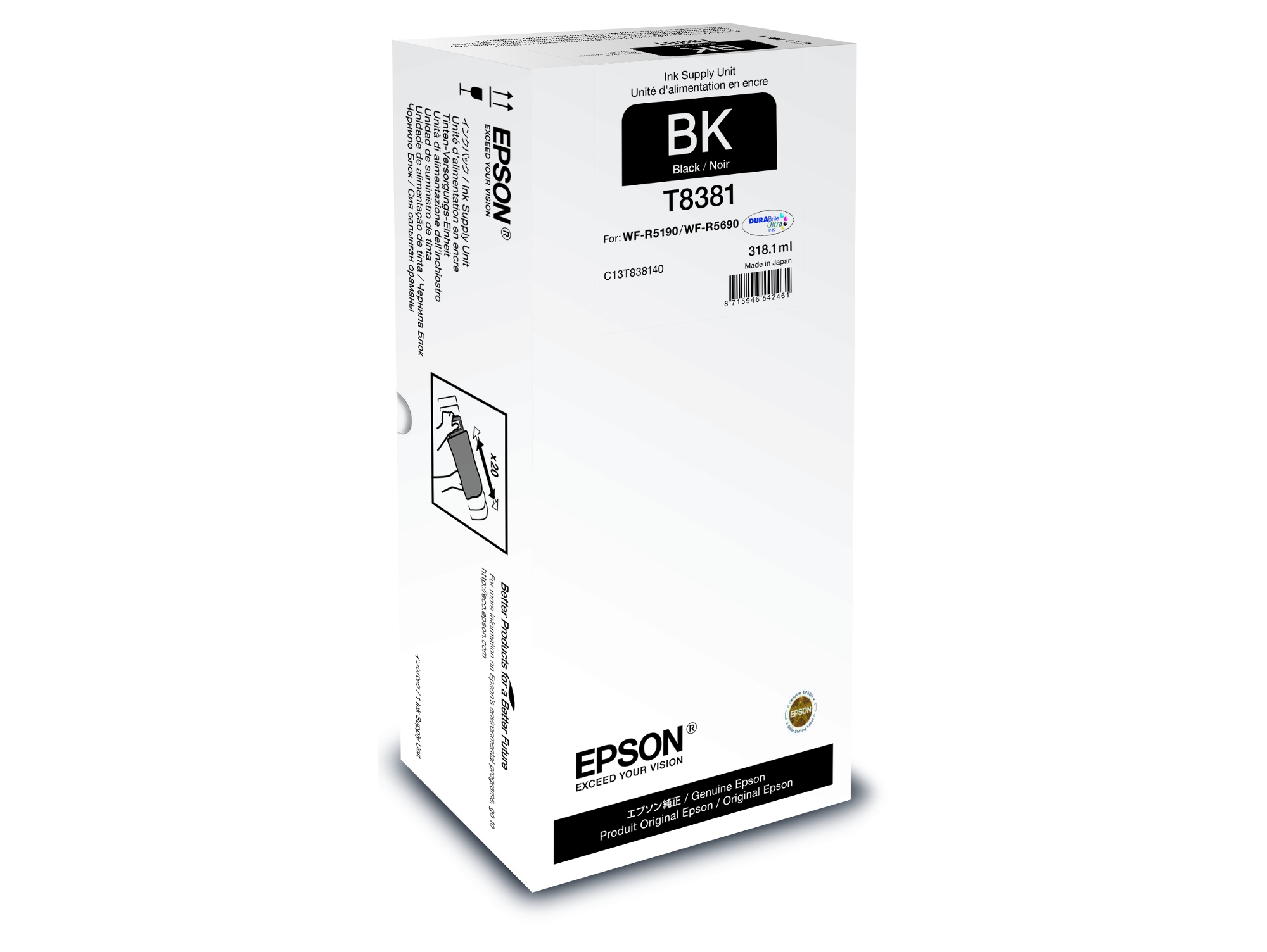 Cartucho de tinta Original EPSON Negro XL  T8381 C13T838140 WorkForce Pro WF-R5xxx series