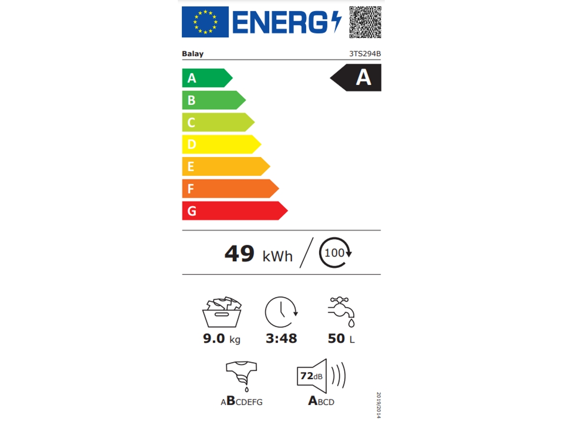 Lavadora BALAY 3TS294B (9 kg - 1400 rpm - Blanco) | Worten Canarias