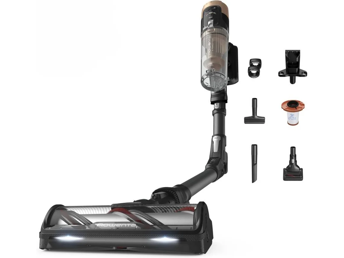 Rowenta X-force Flex 14.80 Rh9b74wo Aspiradora De Pie Y Escoba Eléctrica Aspiradora Escoba 2 En 1 Batería Secar Sin Bolsa 0,6 L Negro, Oro