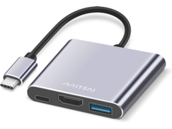 Adaptador MITSAI USB-C para HDMI + USB-C + USB 3.0