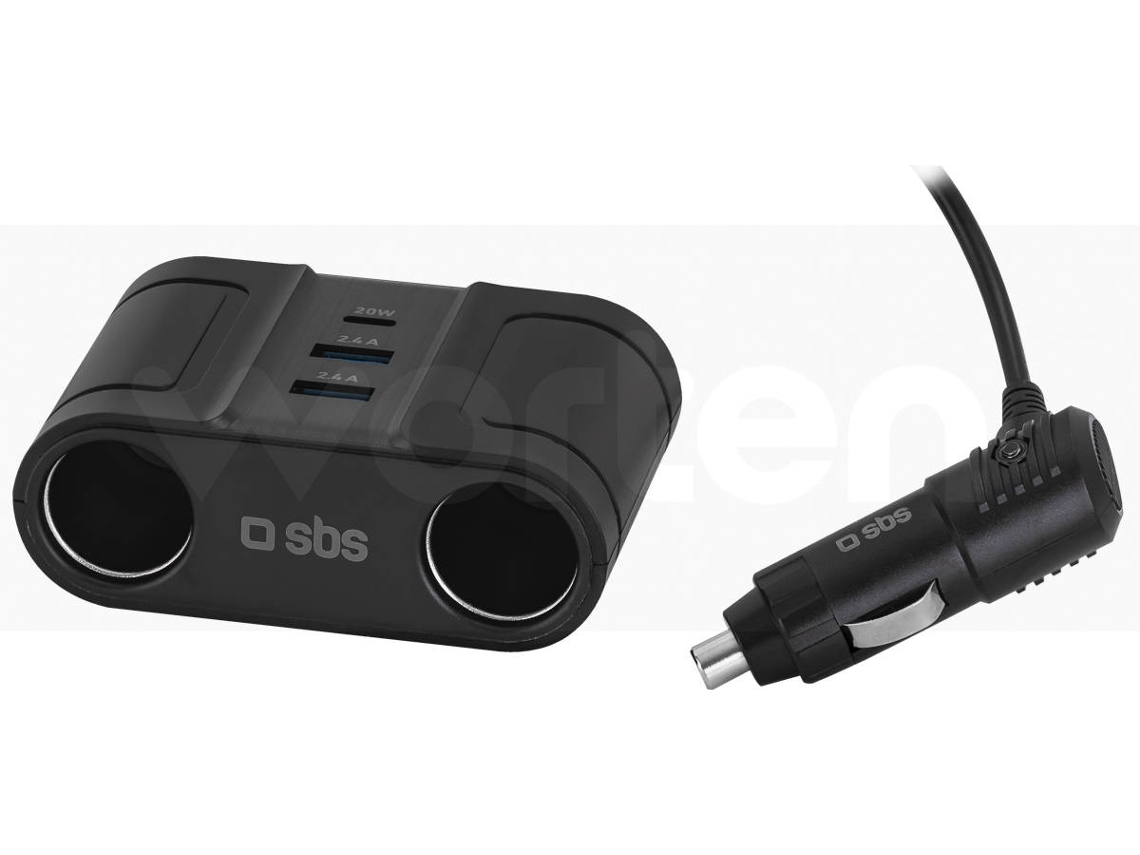 Cargador Auto SBS Splitter USB Negro