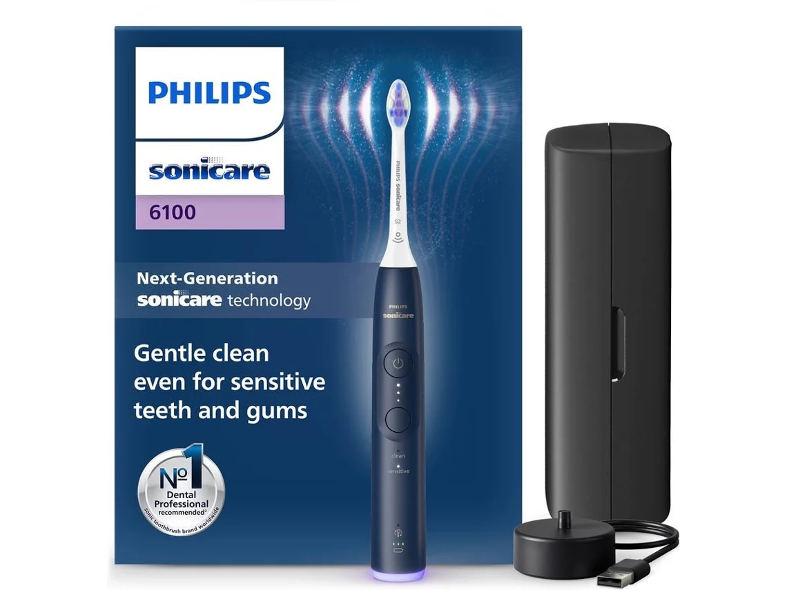 Cepillo de Dientes Eléctrico PHILIPS Series 6100 HX7403/05 (Azul Crepúsculo)  