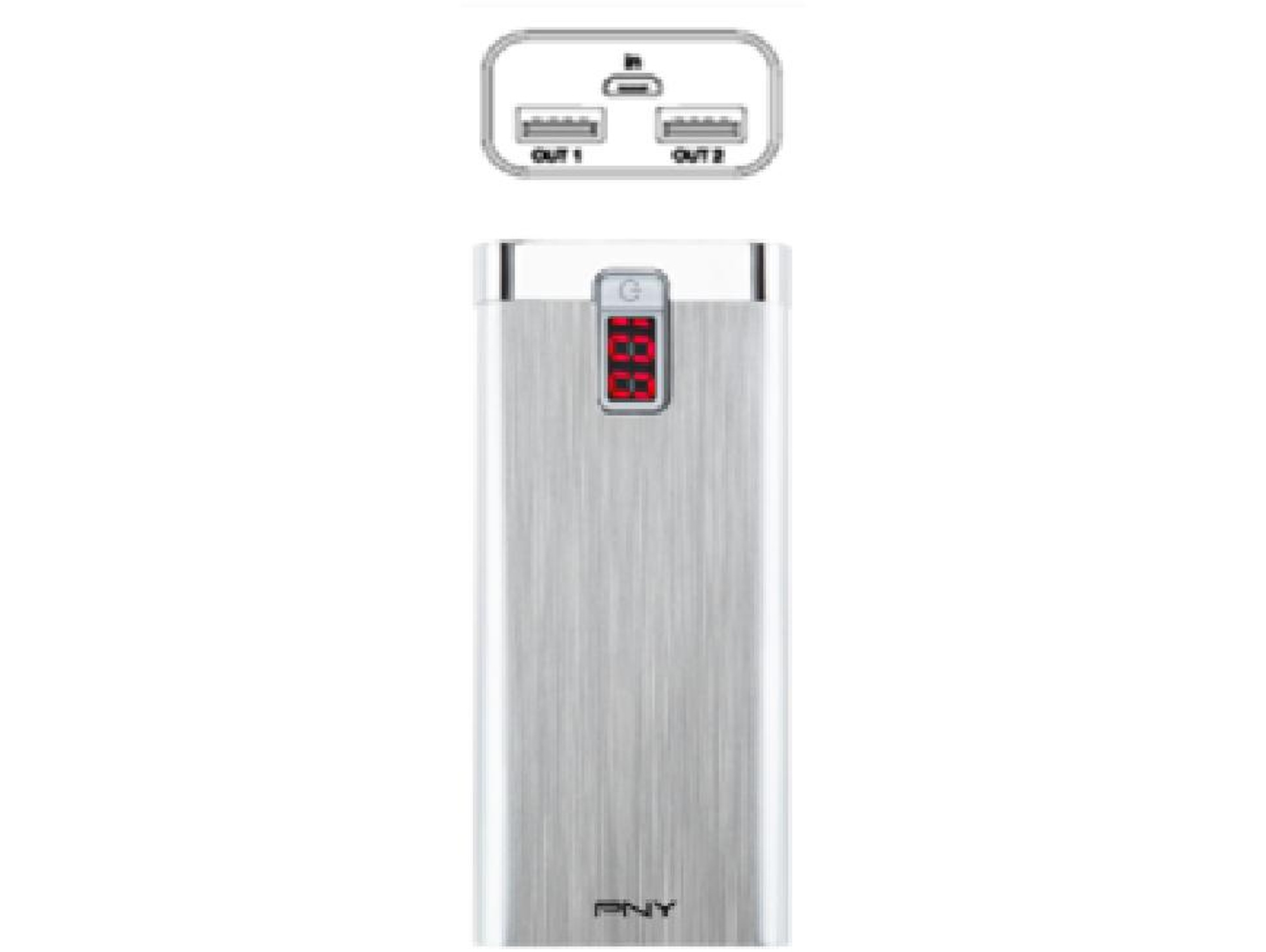 Powerbank PNY Digital Range (5200 mAh - 2 USB - MicroUSB - Plateado)