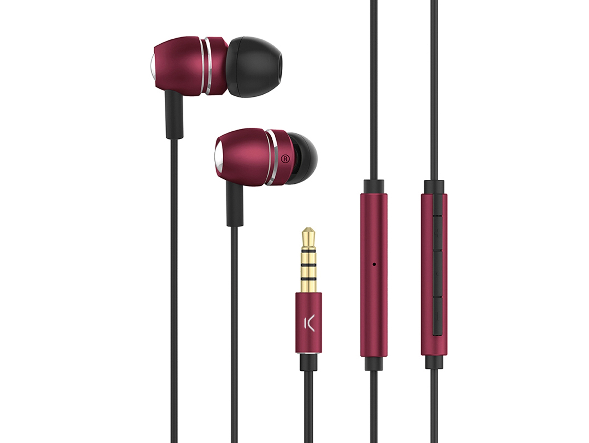 Auriculares con cable KSIX Go&Play Sky Aluminio (In ear - Micrófono - Rojo)