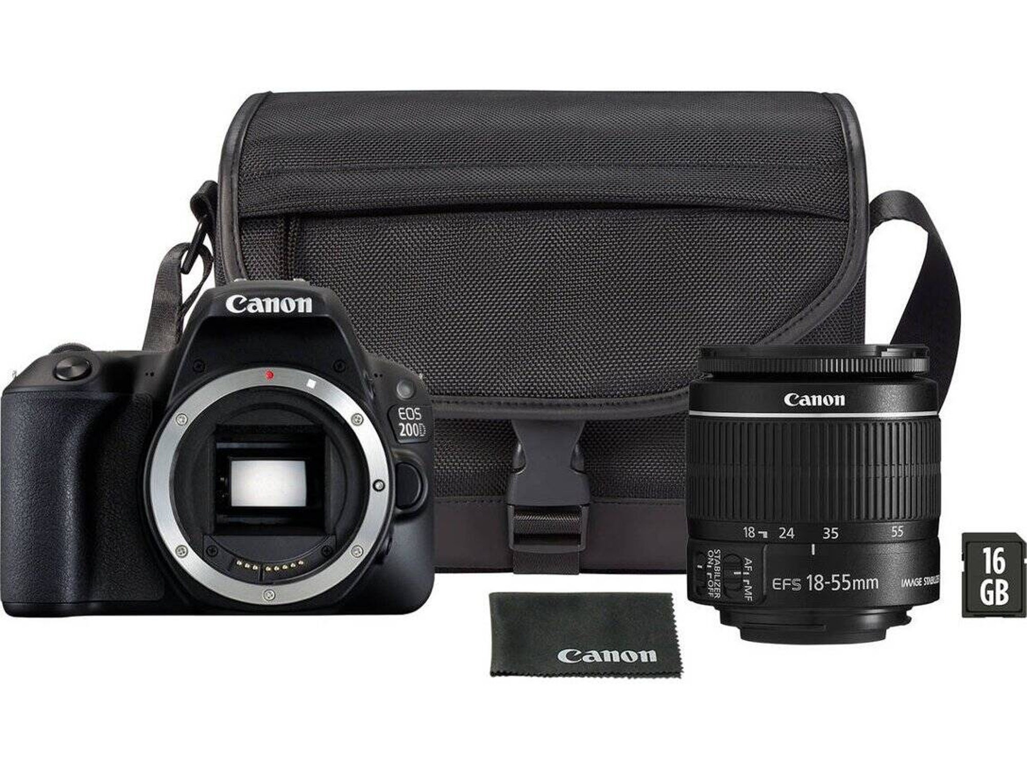 Kit Máquina Fotográfica Reflex CANON EOS200D + 18-55mm (24.2 MP - Sensor: APS-C - ISO: 100 a 25600
