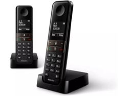 Teléfono Fijo PHILIPS Duo D4702B/34 Negro