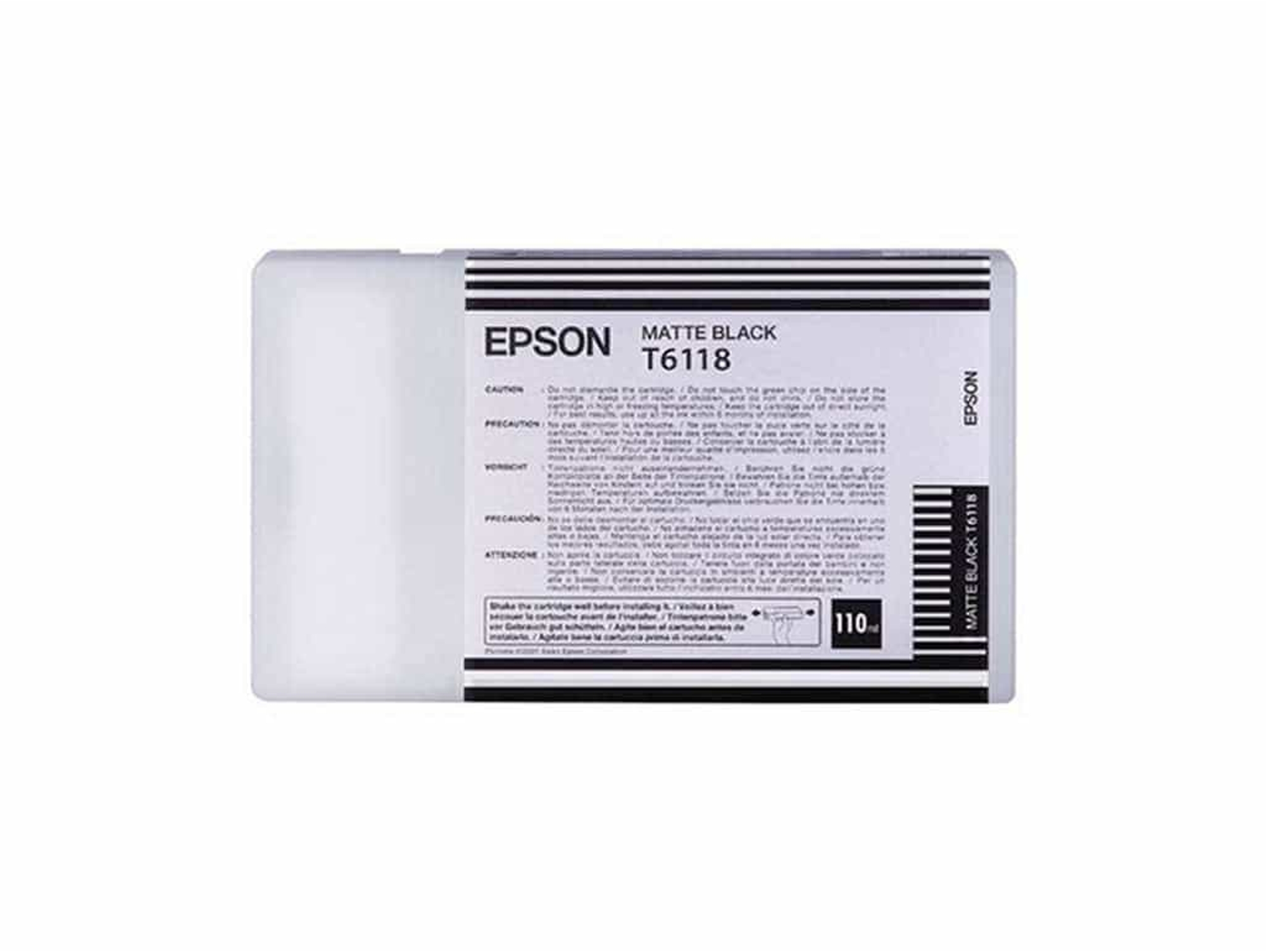 Cartucho de tinta original EPSON, T6118 110 ml, Negro mate, C13T611800
