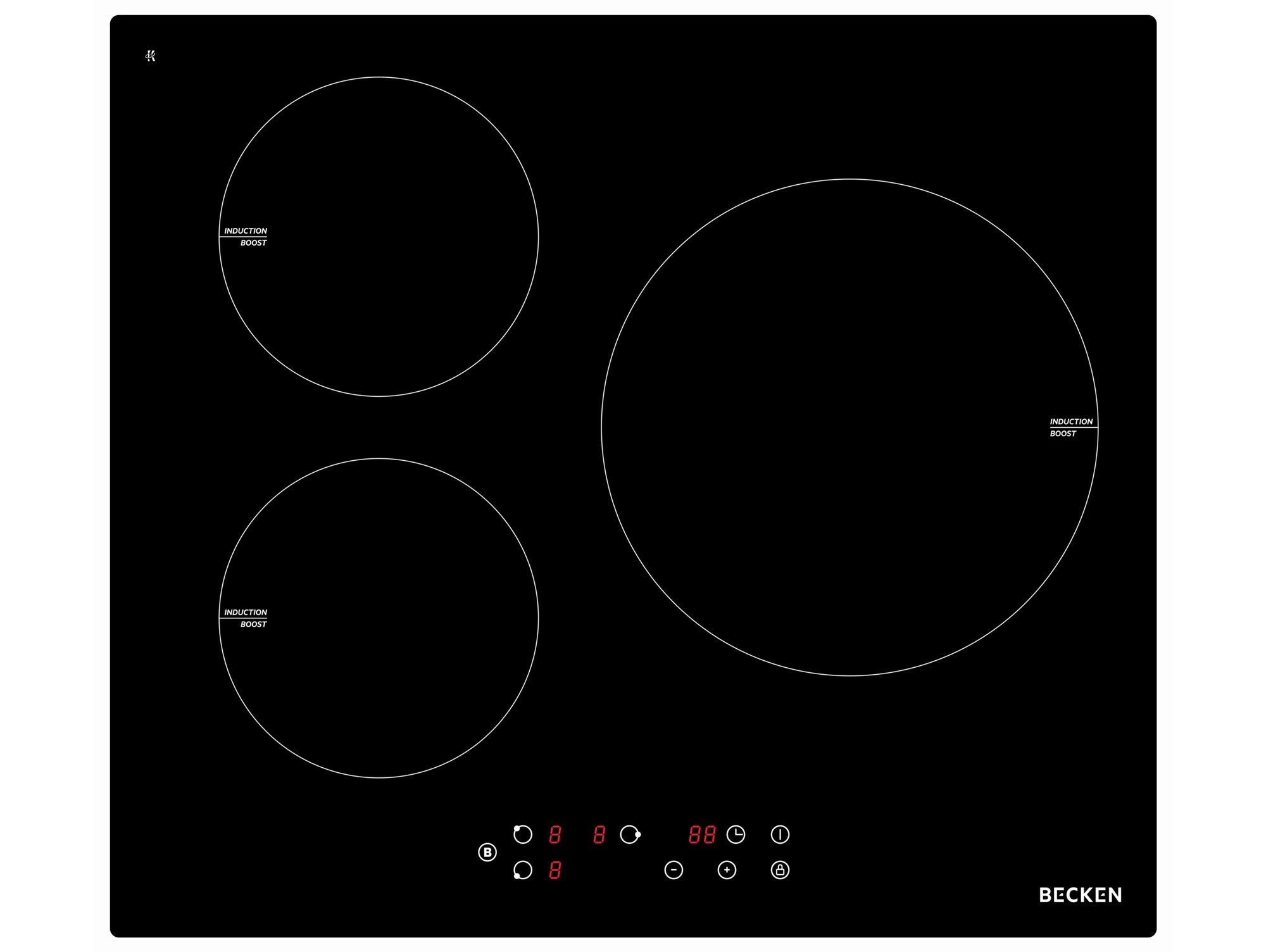 Placa de Inducción BECKEN 3Z BIH3301 (Eléctrica - 59 cm - Negro)