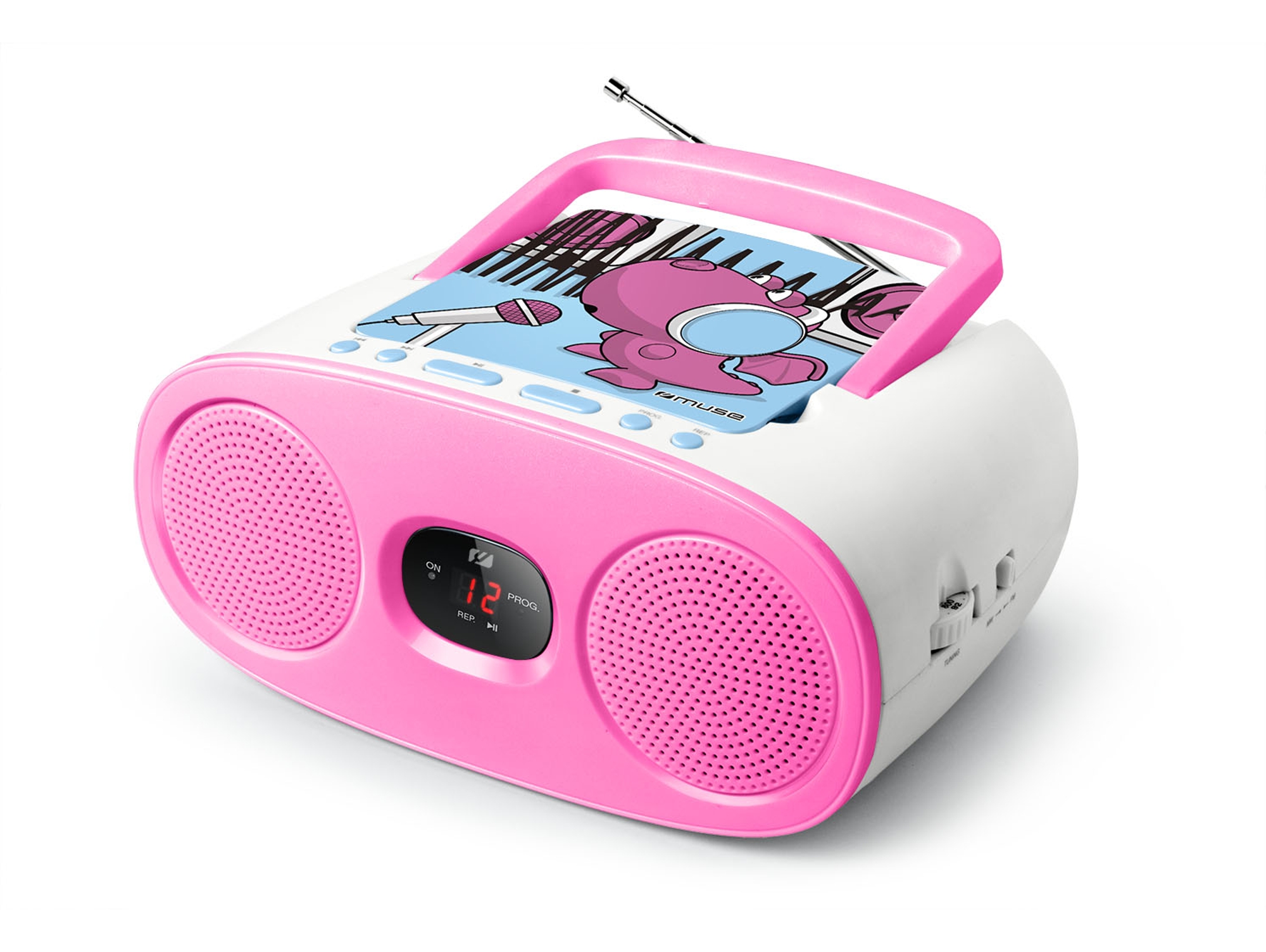 Radio Boombox c/ Lector CD MUSE M-20 KDG (Rosa - Analógico - FM/MW - Pilas y Corriente)