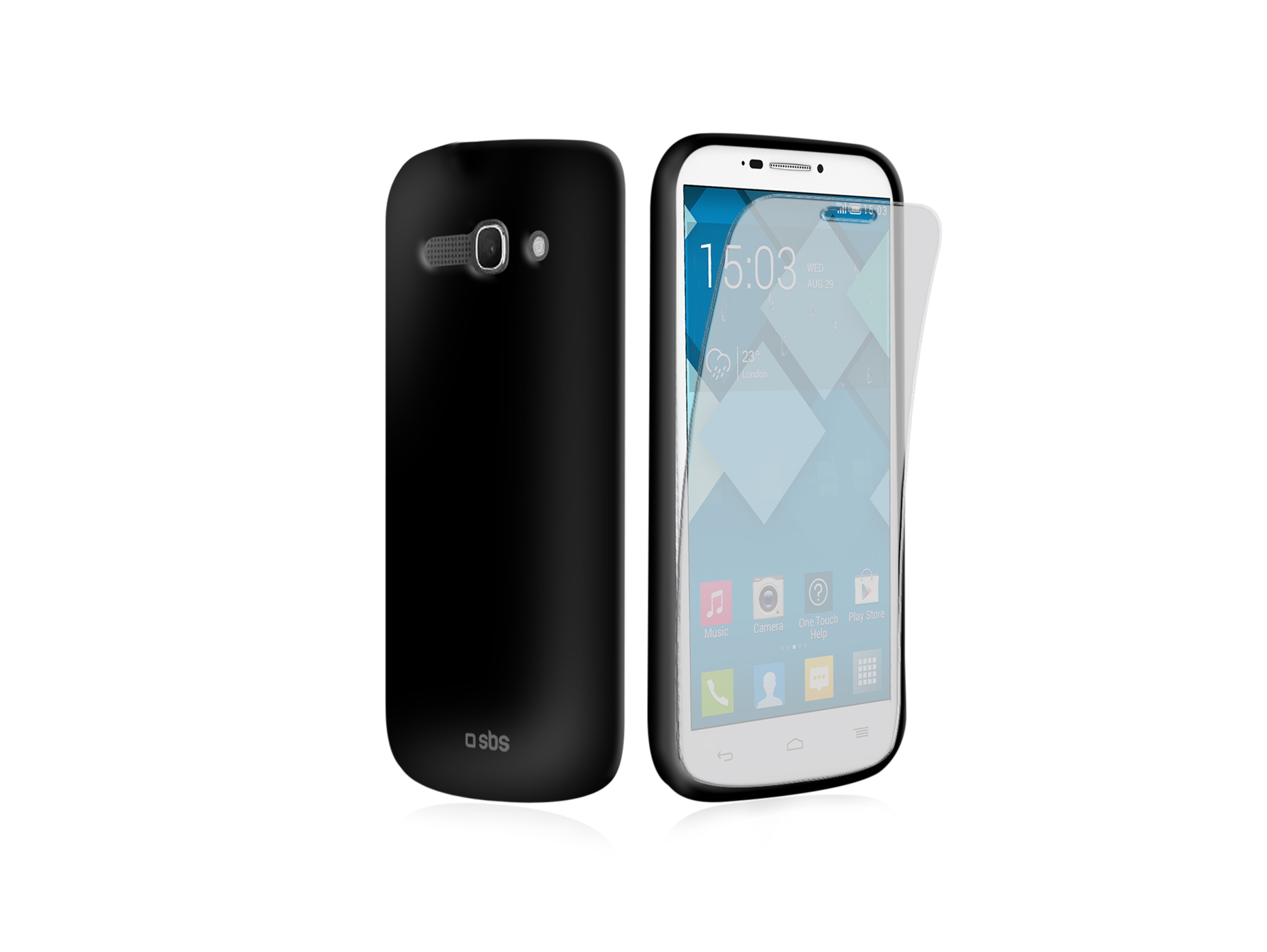 Carcasa y protector de pantalla SBS Aero Alcatel Pop C9 negro