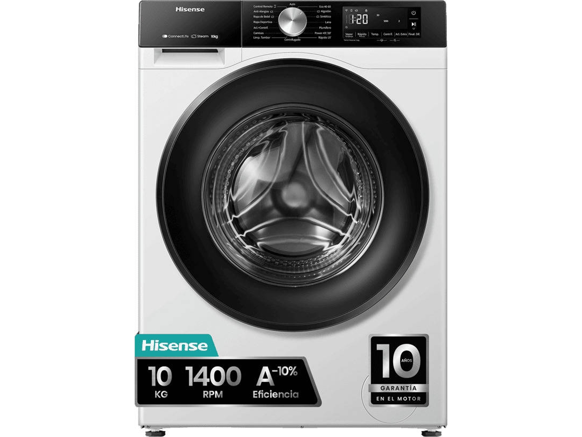 Lavadora HISENSE WF3S1043BW1 (10 Kg - 1400 rpm - Blanco)