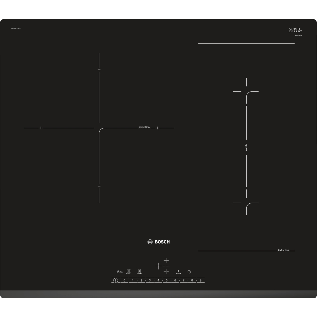 Placa de Inducción BOSCH PVJ631FB1E (Eléctrica - 59.2 cm - Negro)