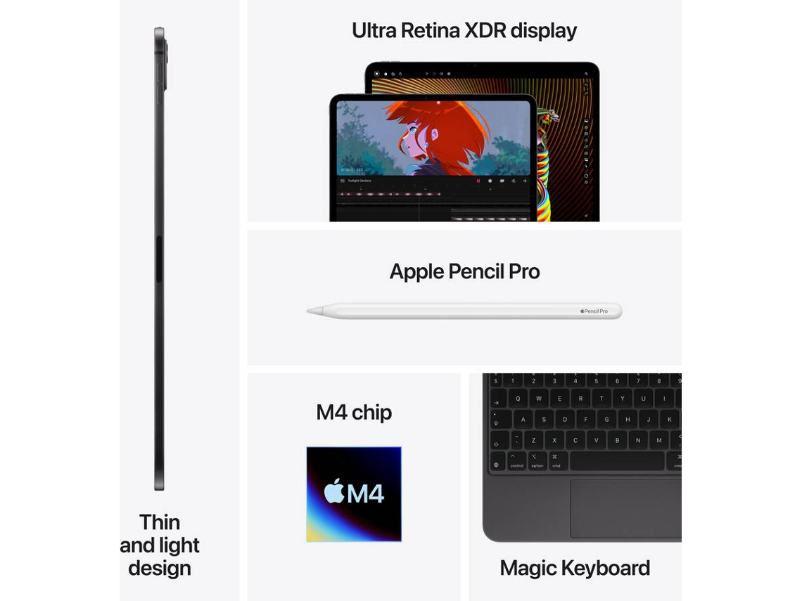iPad Pro APPLE (11'' - 256 GB - Wi-Fi - Negro Espacial - Vidrio