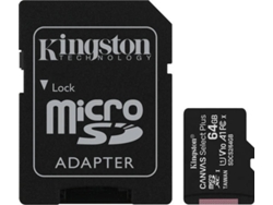 Pack 2 Tarjetas de Memoria KINGSTON 64GB MicroSD Canvas Select Plus 100R A1 C10 + Adaptador