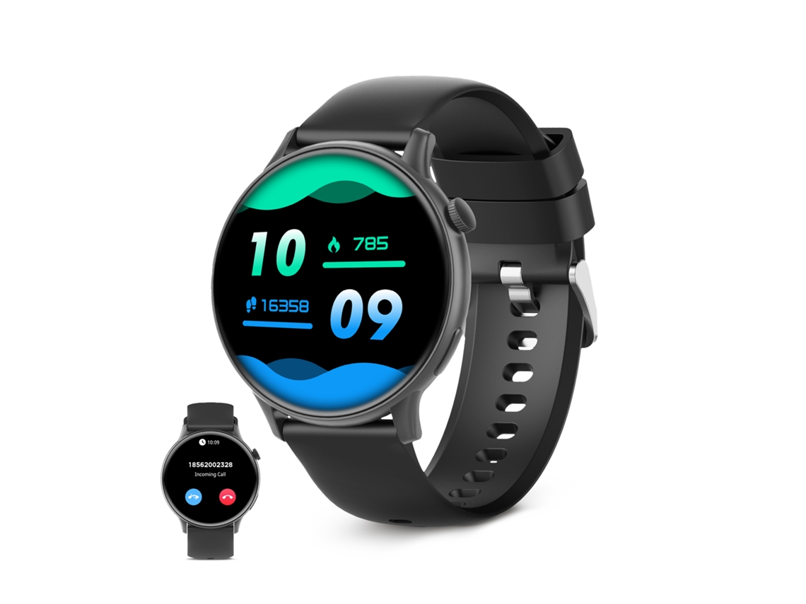 Smartwatch KSIX Core 2, Pantalla AMOLED 1,43", Autonomía 5 días, Modos deporte y salud, Llamadas, Asistentes de voz, Negro