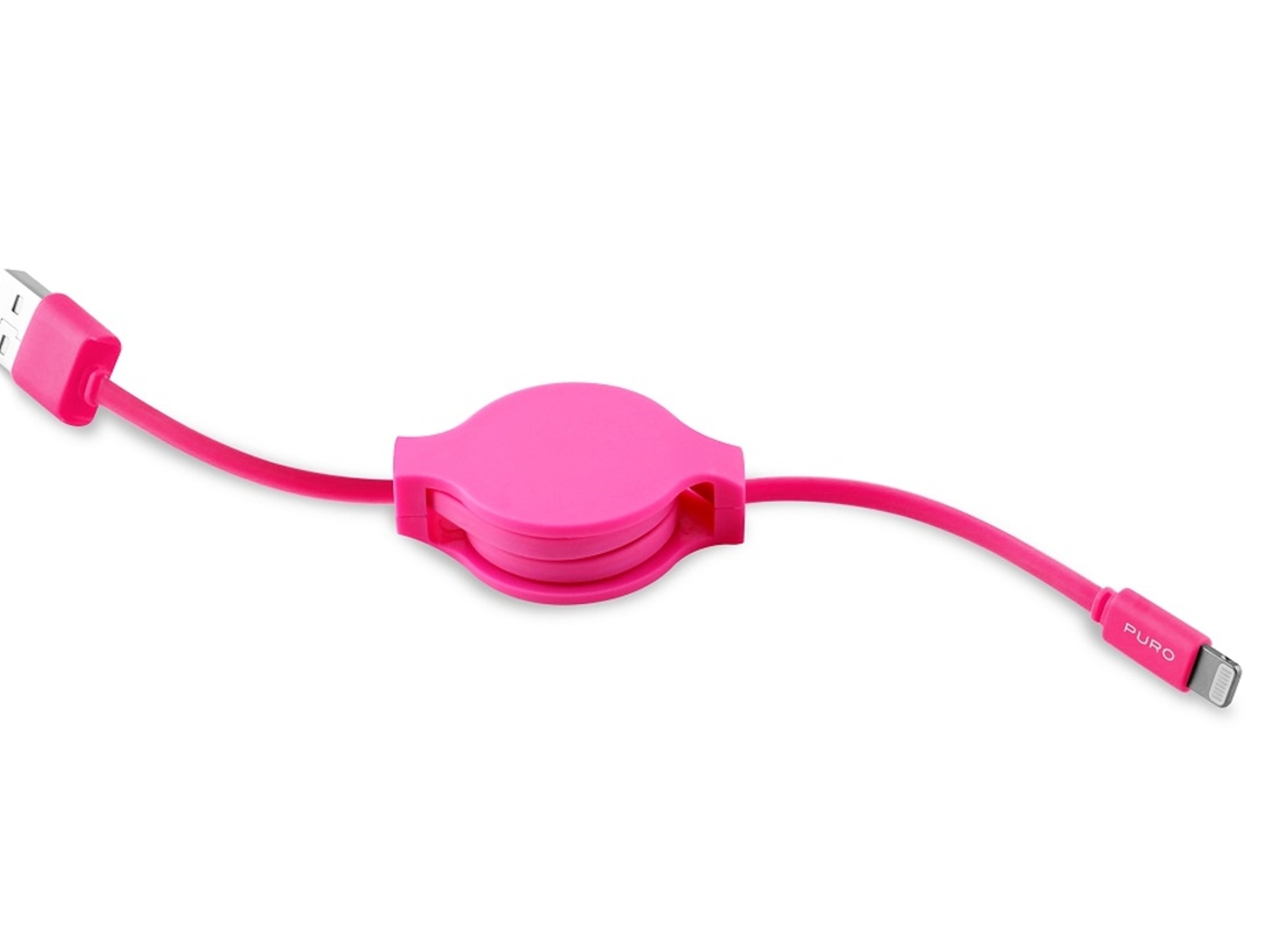 Cable PURO Retráctil (USB - Lightning - 0.8 m - Rosa)