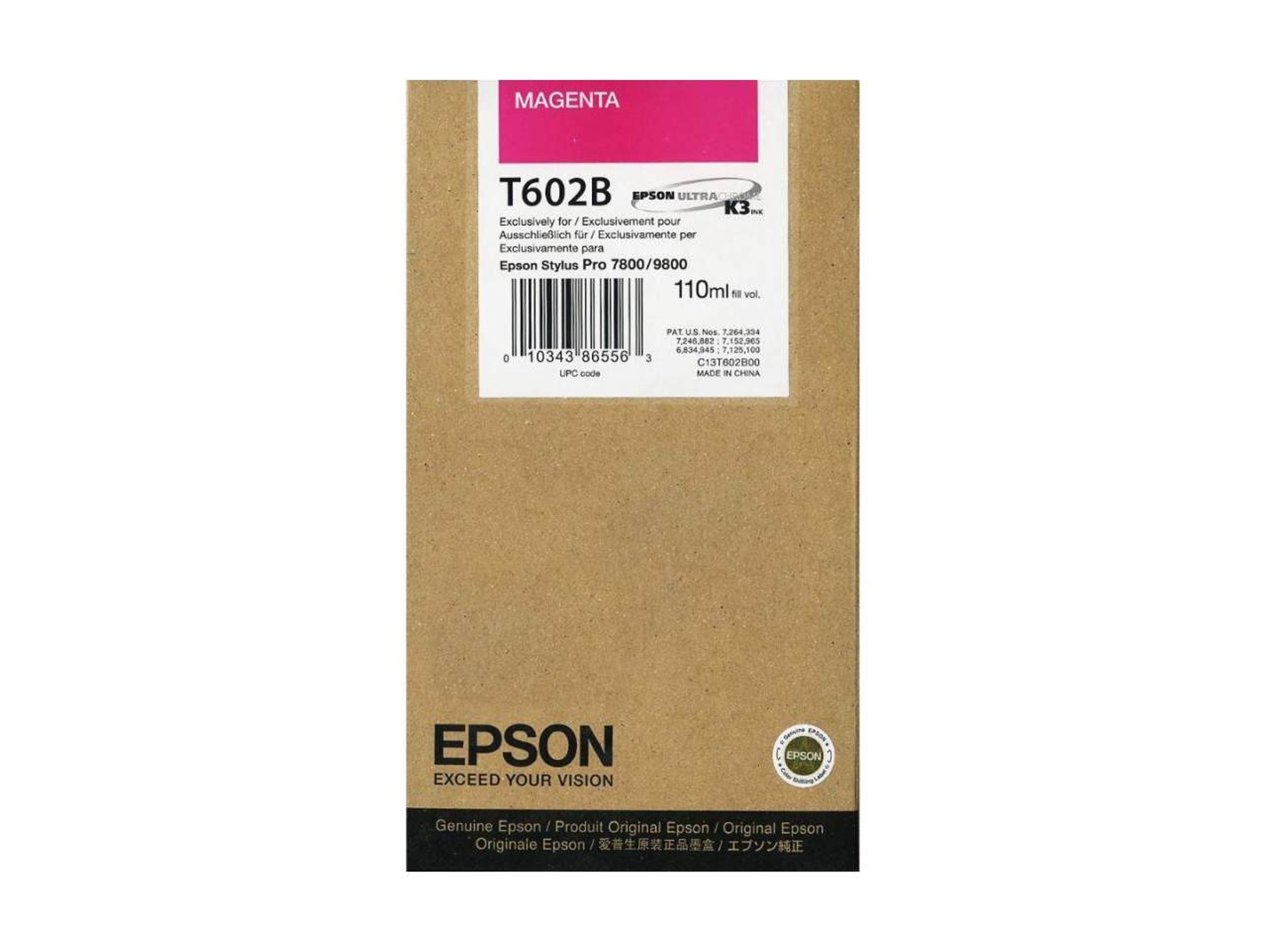 Cartucho de tinta original EPSON, T602B 110 ml, Magenta, C13T602B00