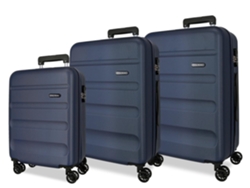 Set de 3 Maletas de Viaje ROLL ROAD Flex Azul Oscuro (55/65/75cm - 35/56/91L)