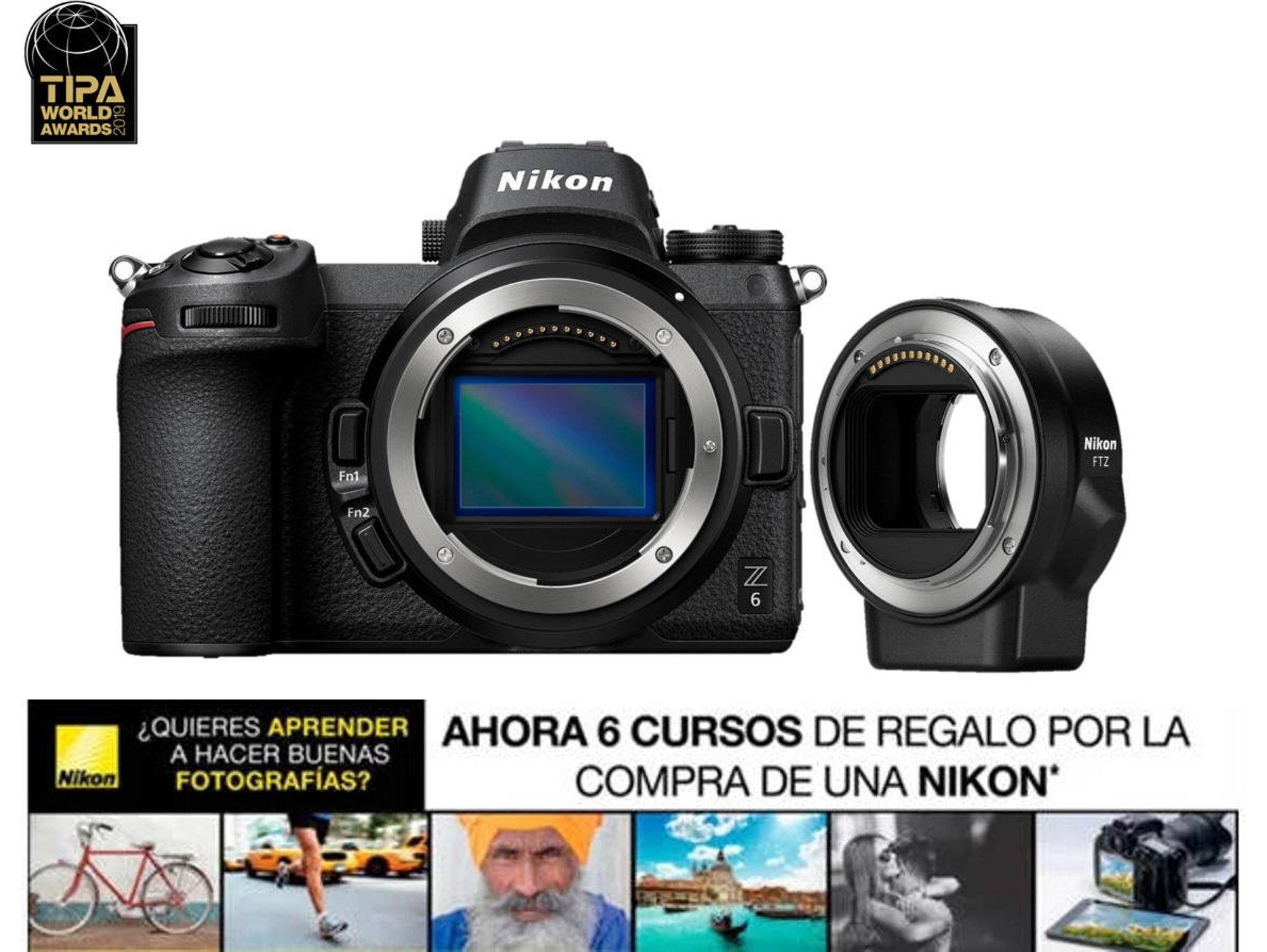 Cámara Mirrorless NIKON Z6 + ADAPT (24.5 MP - Sensor: Full-Frame - ISO: 100 a 51 200)