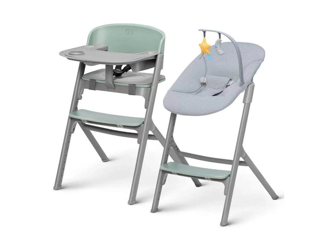 Trona 4 en 1 Kinderkraft LIVY + CALMEE con hamaca elevada, asiento regulable y diseño minimalista Verde