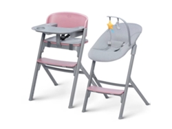 Trona Kinderkraft LIVY + CALMEE 4 en 1 con arnés de 5 puntos, bandeja con tapete de silicona y confort Rosa