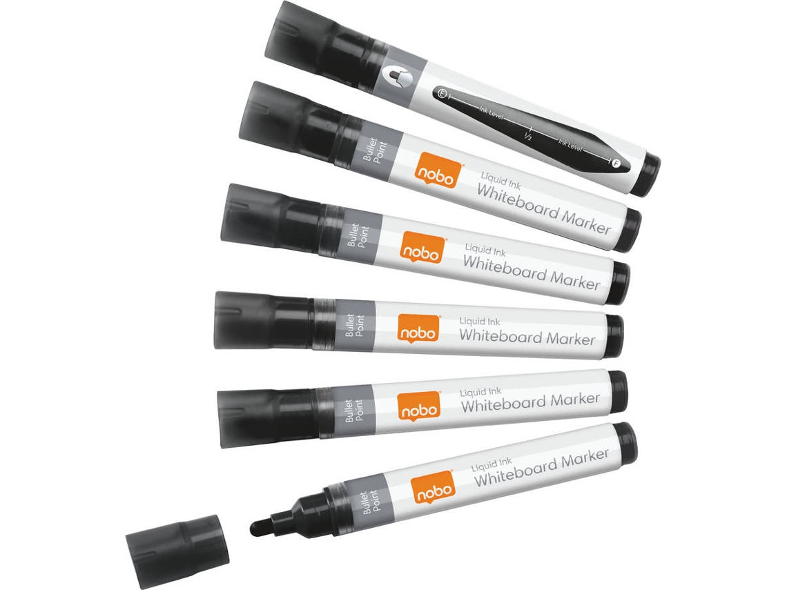 Pack de 10 marcadores NOBO con punta redonda (Negro - Punta de 3.0 mm)