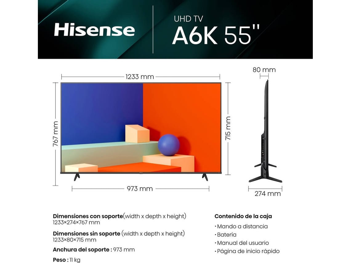 TV HISENSE 55A6K (LED - 55'' - 140 cm - 4K Ultra HD - Smart TV