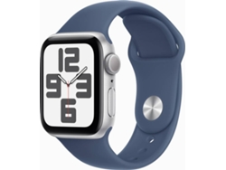 APPLE Watch SE 2024 GPS 40mm Aluminio Plata con Correa Deportiva Azul Denim (Talla: S/M)