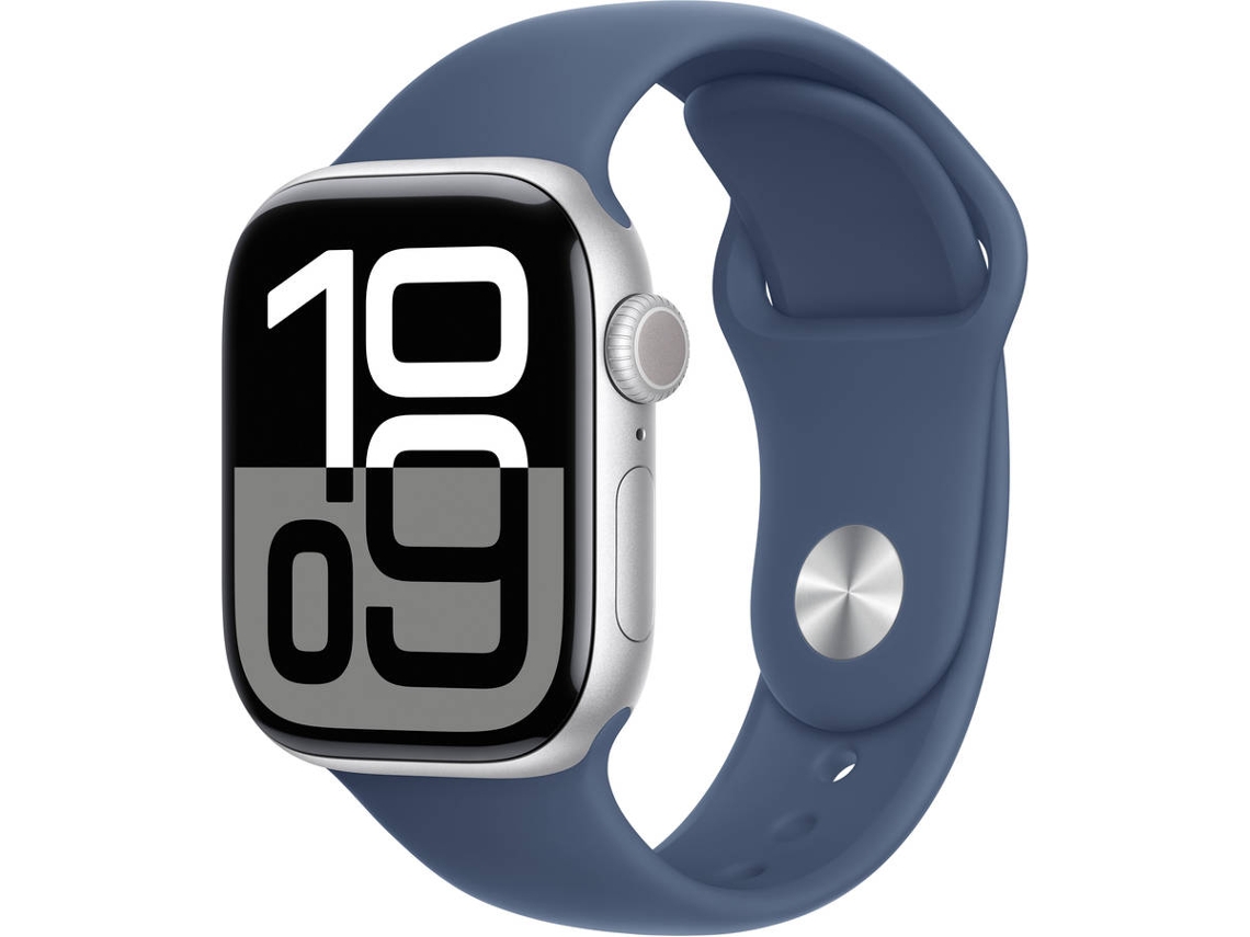 APPLE Watch Series 10 GPS+Cellular 42 mm Aluminio Plata con Correa Deportiva Azul Denim (Talla: S/M)