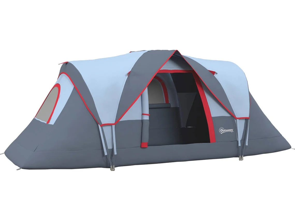Tienda de campaña OUTSUNNY (450x215x180 cm - Azul - Poliéster - 6 personas)