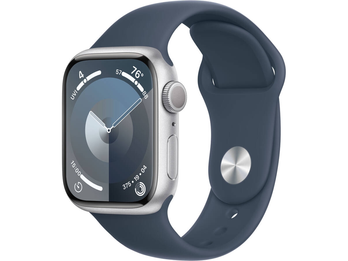 APPLE Watch Series 9 GPS 45 mm Plateado con Correa Deportiva Azul Trovoada (Tamaño: S/M)