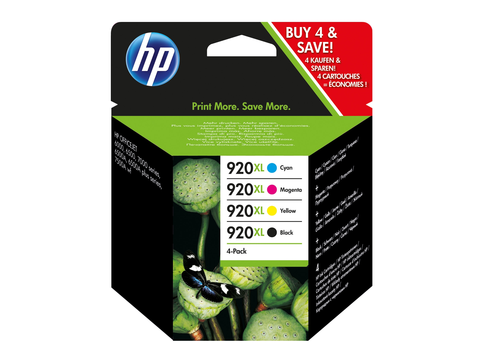 Cartuchos de tinta HP 920XL pack 4 1 negro + 3 color (C2N92AE)