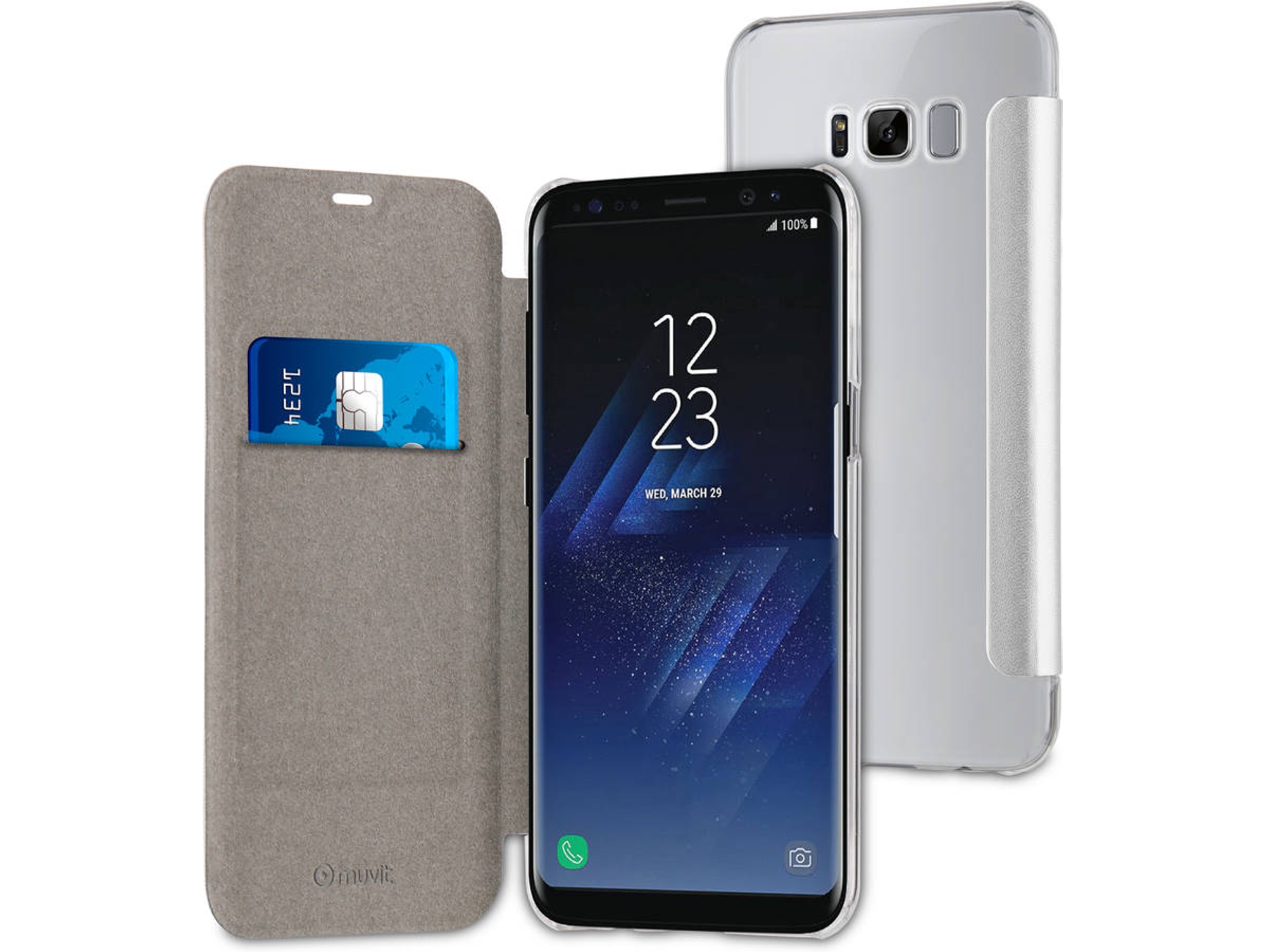 Funda Samsung Galaxy S8+ MUVIT Folio Plateado