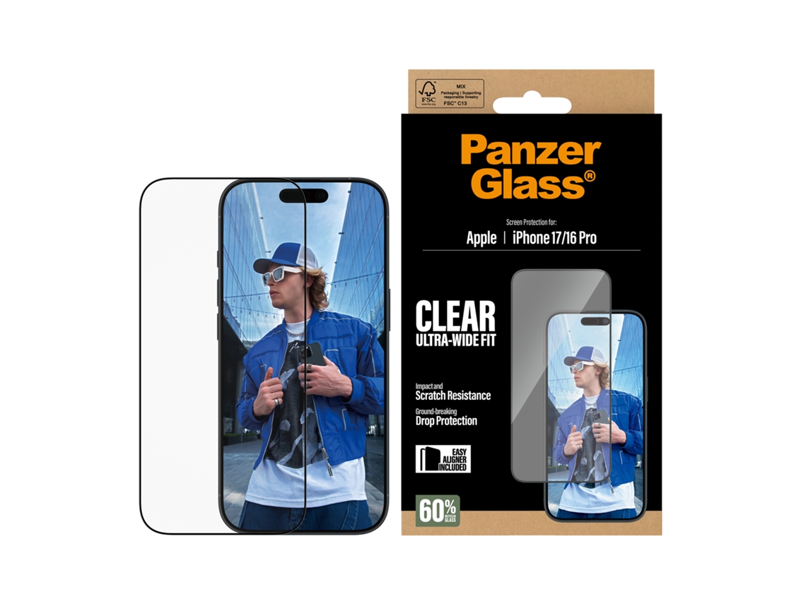 Protector de pantalla de Vidrio PANZERGLASS iPhone 17/iPhone 16 Pro