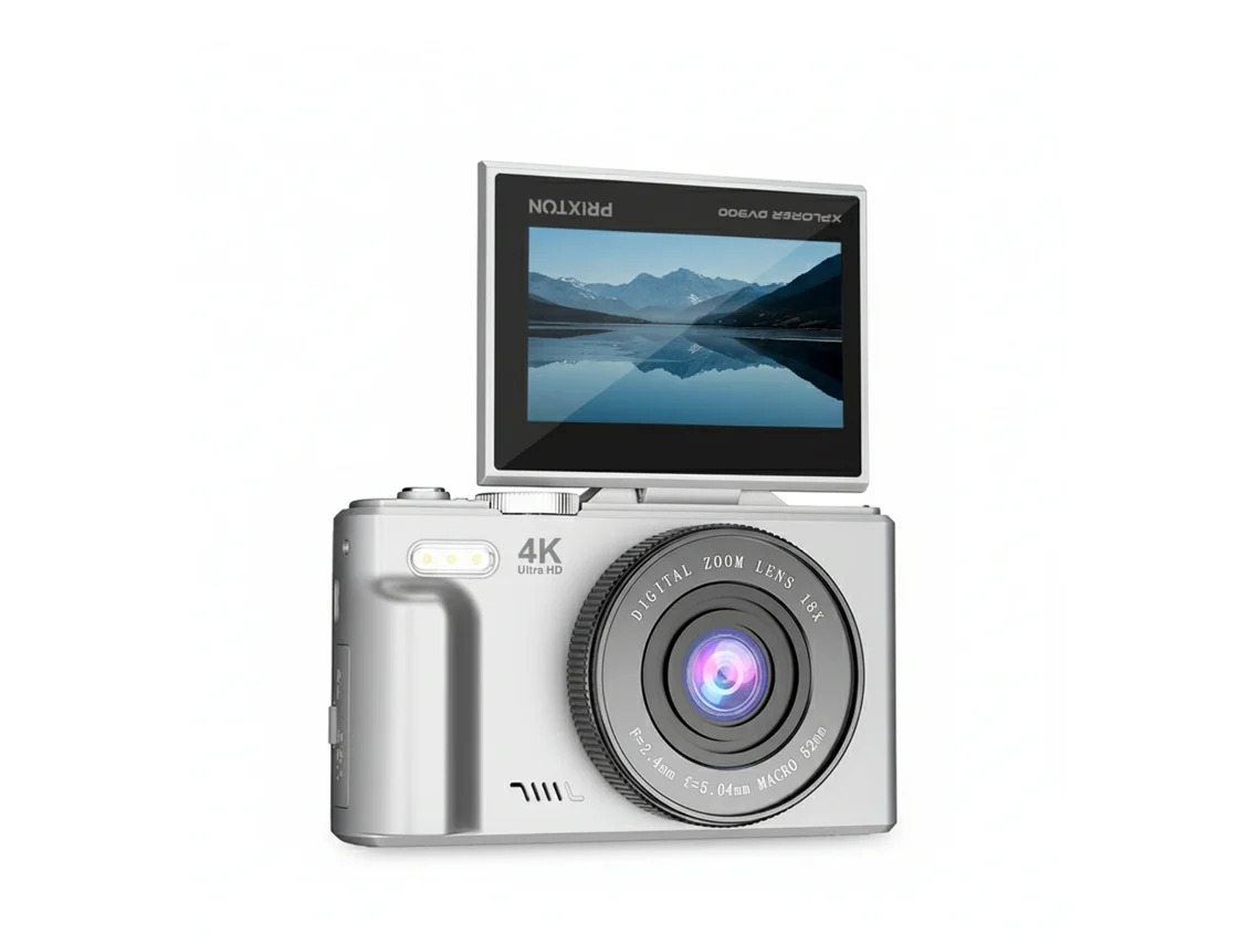 Cámara digital Prixton Xplorer Dv900 (4k, pantalla abatible, plateada)