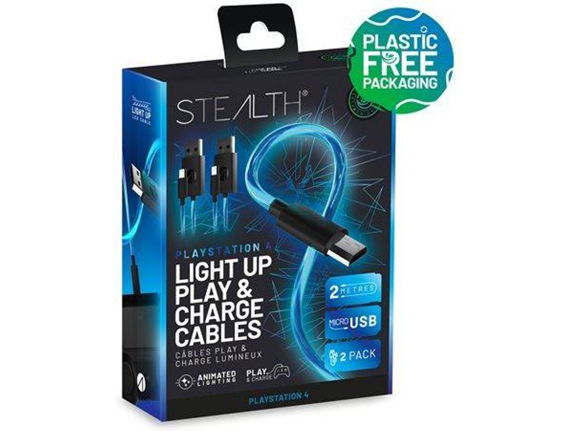 Cable PS4 STEALTH PA4ABP0003 Twin (Micro USB - 2m - Azul)