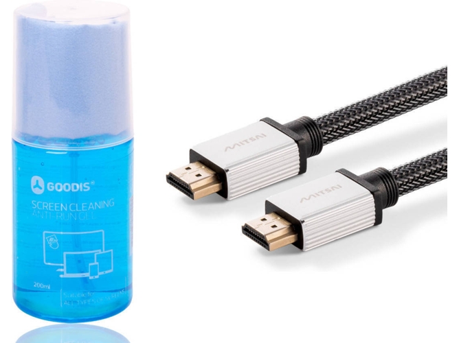 Conjunto GOODIS Cable HMDI + Líquido de limpieza — HDMI Macho-Macho 1.5m | 200 ml