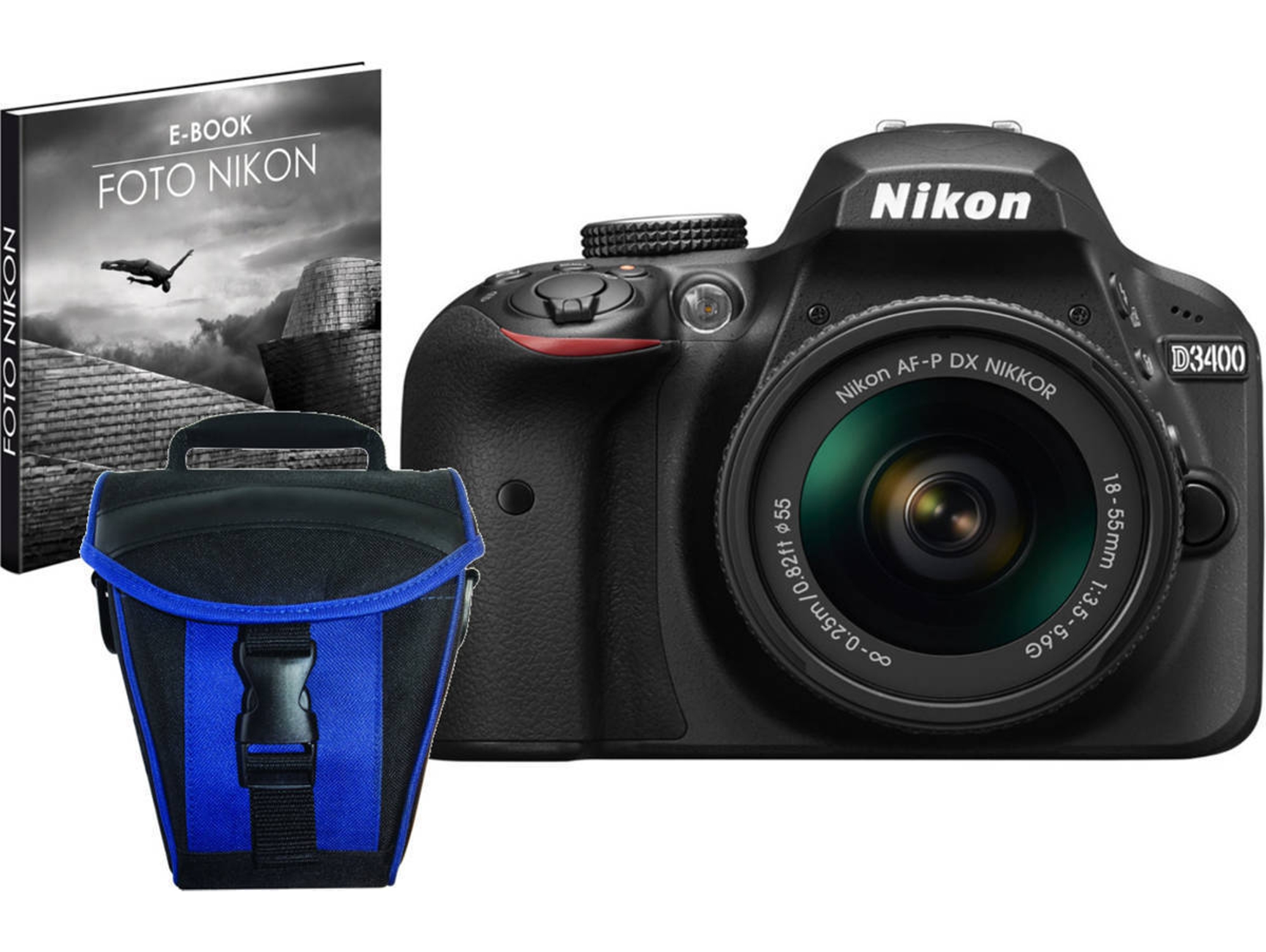 Kit Cámara Réflex NIKON D3400+AFP DX18/55+ EST+LIV (Caja Abierta - 24.2 MP - ISO: 100 a 25600 - Sensor: DX)