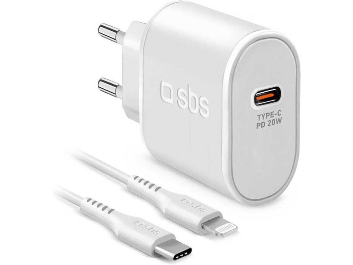 Kit de Cargador de Viaje SBS 1xUSB Tipo C PD 20W Blanco